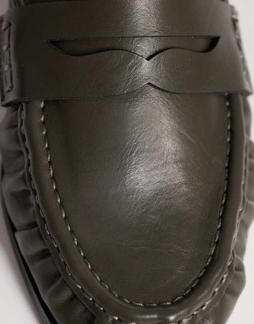 ASOS DESIGN - Mouse - Loafer-muiltjes met gerimpeld detail in donkergroen, 4 van 4