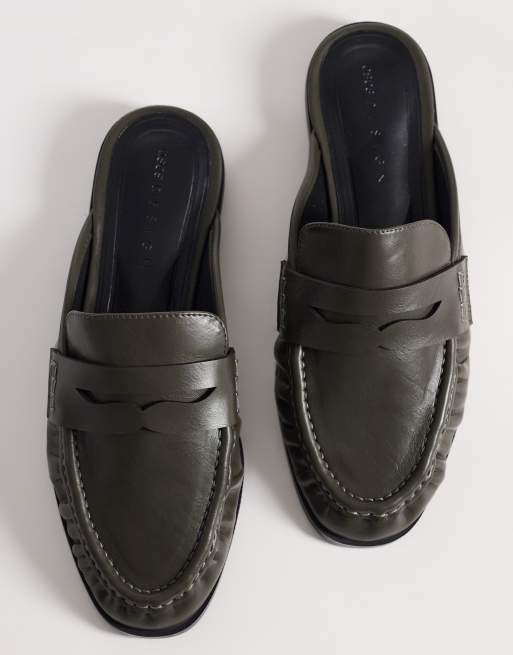 ASOS DESIGN – Mouse – Mörkgröna loafers med öppen häl och rynkade detaljer, 2 av 4