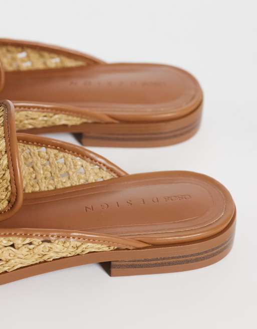 ASOS DESIGN - Mouse - Mules beis estilo mocasines con detalle fruncido de rafia, 3 de 4