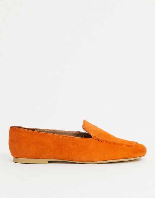 ASOS DESIGN Mouse suede loafers in orange