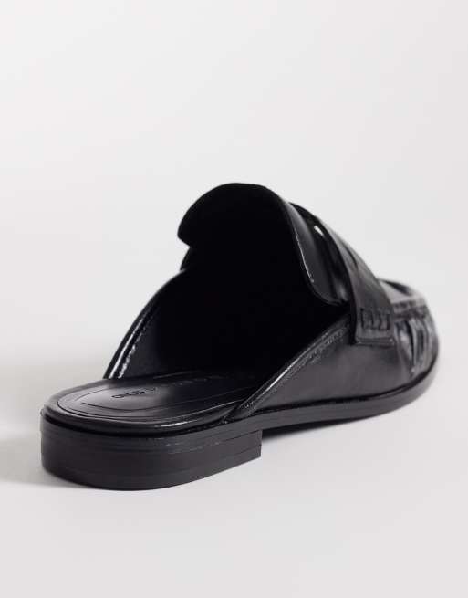 ASOS DESIGN – Mouse – Svarta loafers med öppen häl och rynkade detaljer, 4 av 4