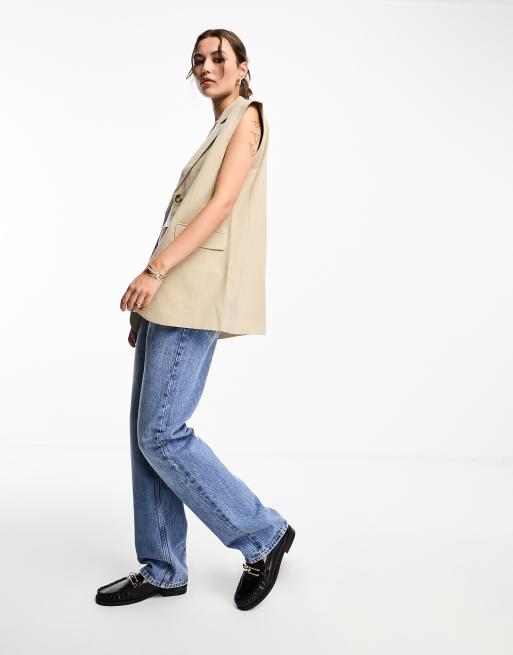 ASOS DESIGN - Mouwloze blazer in neutraal