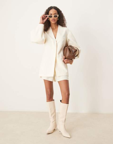 ASOS DESIGN - Mouwloze blazer met cocoonmouwen in gebroken wit - view 1