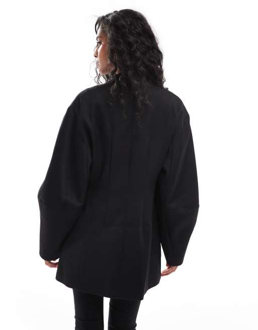 ASOS DESIGN - Mouwloze blazer met cocoonmouwen in zwart, 3 van 4