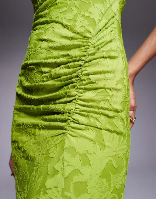 ASOS DESIGN - Mouwloze maxi-jurk met open achterkant en burn-out in limoengroen, 3 van 4
