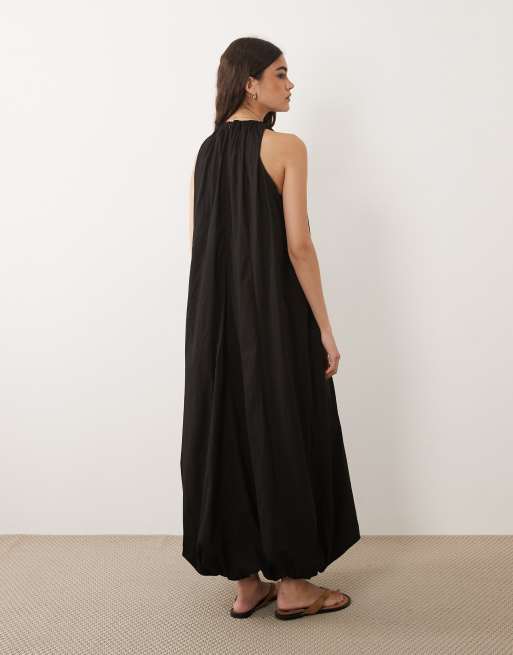 ASOS DESIGN - Mouwloze maxi jurk met pofzoom in zwart, 2 van 4