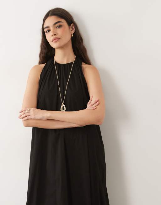 ASOS DESIGN - Mouwloze maxi jurk met pofzoom in zwart, 3 van 4