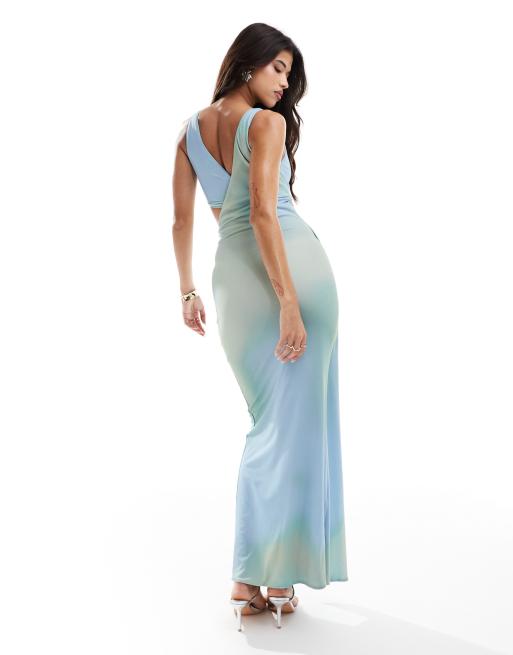 ASOS DESIGN Mouwloze midi-jurk van mesh in abstract pastel ASOS