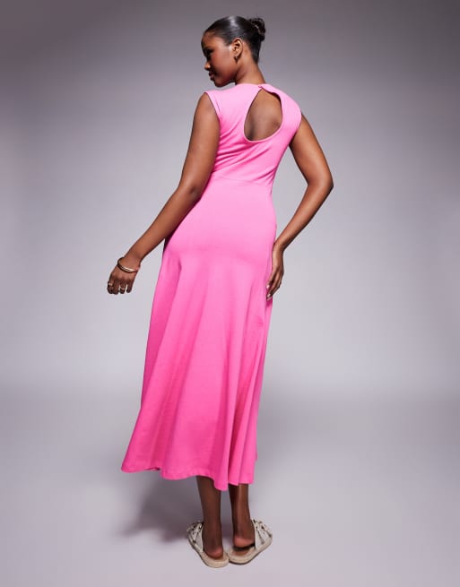 ASOS Design- Mouwloze midi sundress van katoen in rood, 2 van 4