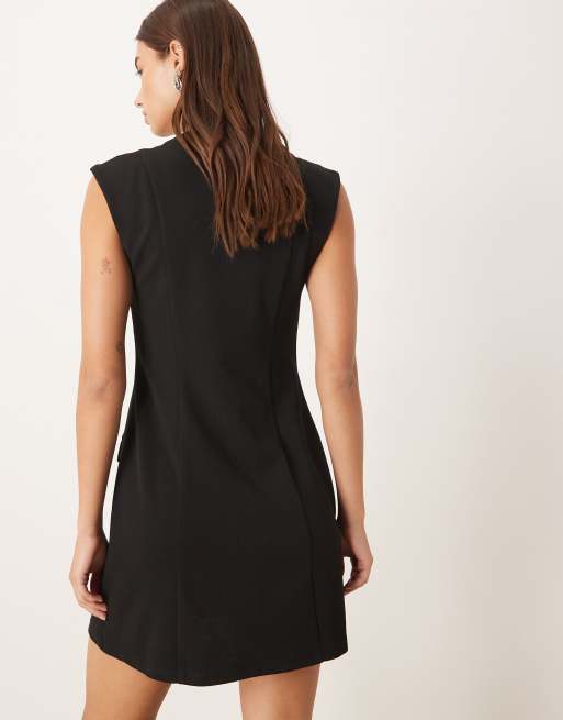 ASOS DESIGN - Mouwloze mini giletjurk met knoopsluiting in zwart, 2 van 4
