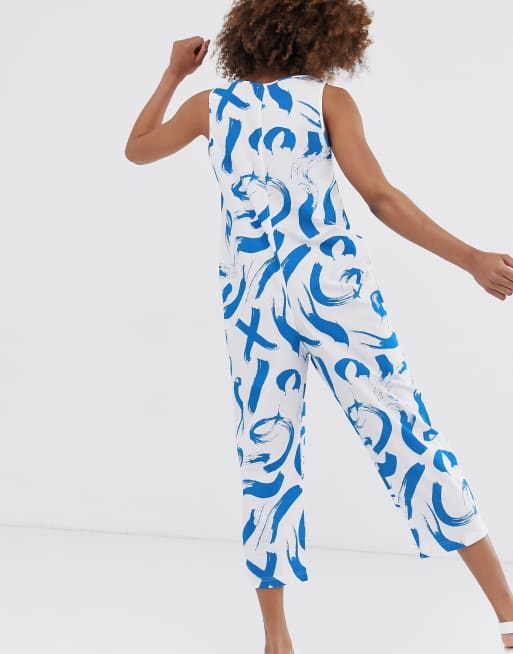 ASOS DESIGN - Mouwloze overall met knopen en paintbrush-print, 2 van 4
