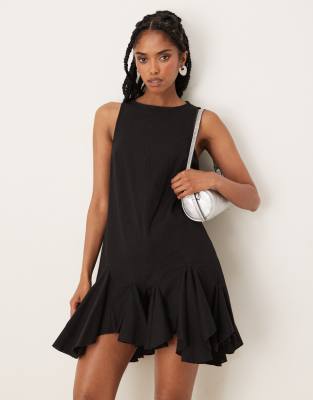 ASOS DESIGN - Mouwloze playsuit met volle godetzoom in zwart - view 1