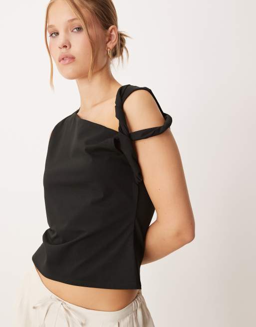 ASOS DESIGN - Mouwloze top met gedraaide schouder in zwart, 2 van 4