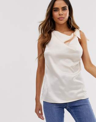 ASOS DESIGN cowl neck sleeveless top-White White
