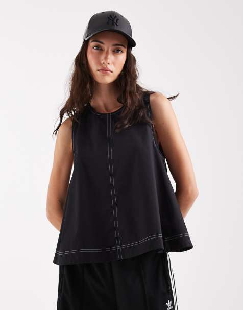 ASOS DESIGN - Mouwloze volumineuze top met contrasterende stiksels in zwart - view 1