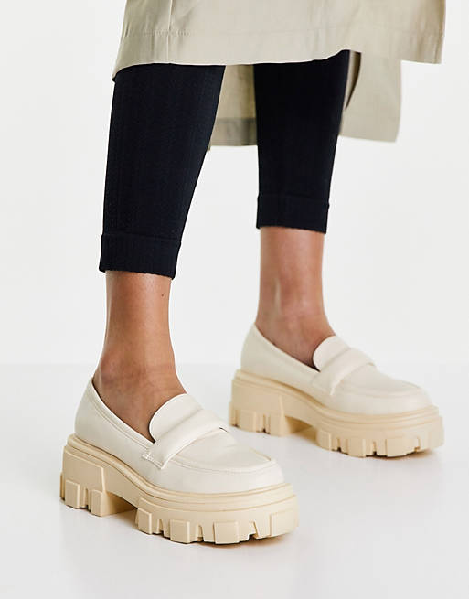 Shoes Flat Shoes/Movable padded chunky loafers in off white drench 