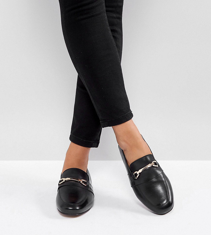 ASOS DESIGN - Movement - Leren loafers met brede pasvorm-Zwart
