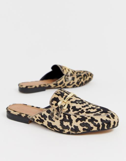 ASOS DESIGN Moves leather mules in leopard | ASOS
