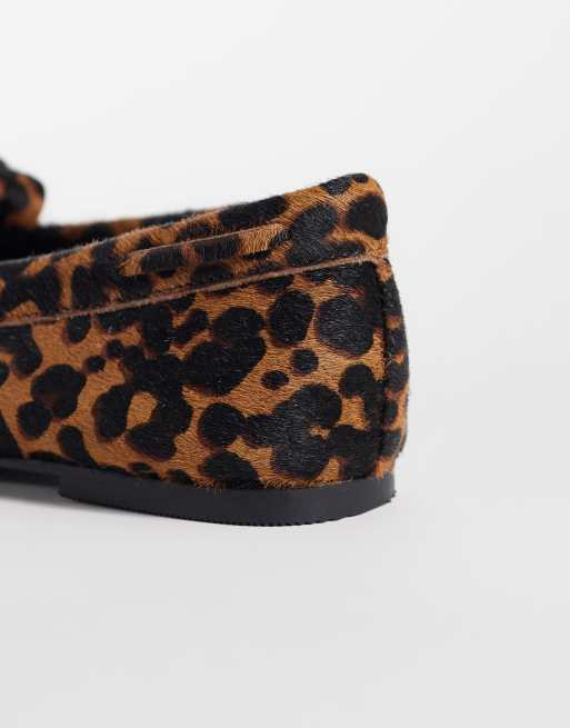 ASOS DESIGN - Moxen - Mocassini premium in vera pelle cavallino con frange e stampa leopardata, 4 di 4