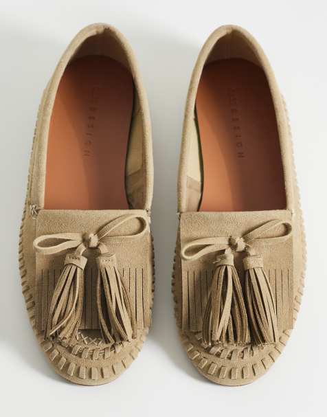 ASOS DESIGN - Moxen - Sandfarvede loafers med frynser i imiteret ruskind - view 1