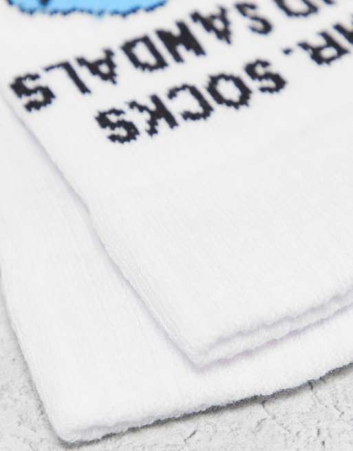 ASOS DESIGN - Mr Men - Chaussettes de sport avec inscription Mr Socks and Sandals - Blanc, 3 de 4