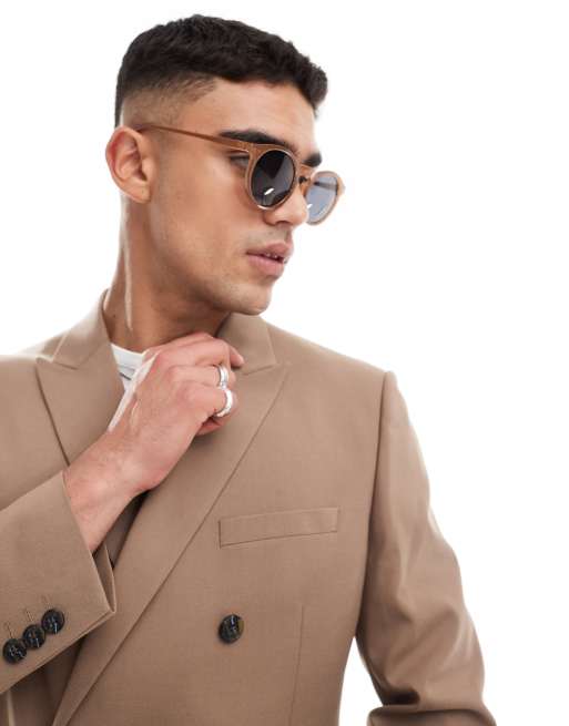 ASOS DESIGN - Mørk beige dobbeltradet smal habitjakke, 2 af 5