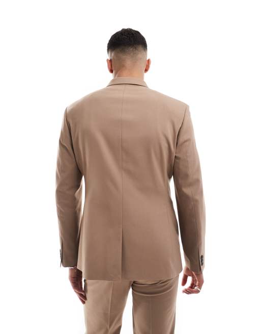ASOS DESIGN - Mørk beige dobbeltradet smal habitjakke, 3 af 5