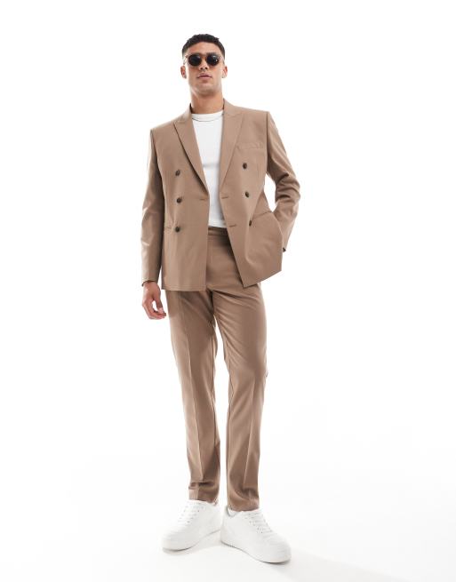 ASOS DESIGN - Mørk beige dobbeltradet smal habitjakke, 4 af 5