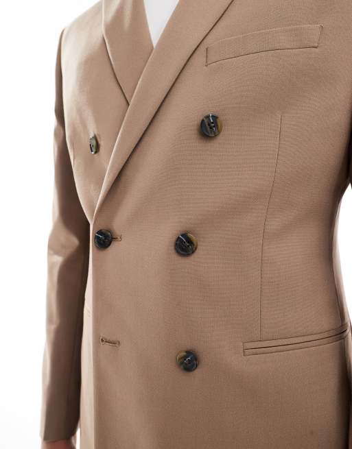 ASOS DESIGN - Mørk beige dobbeltradet smal habitjakke, 5 af 5