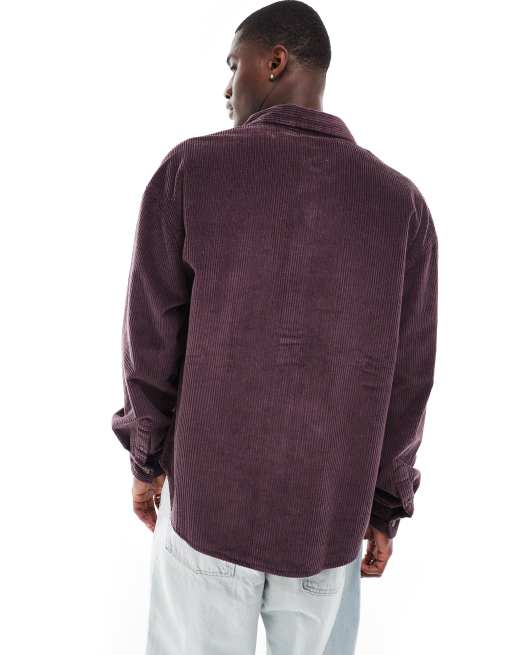 ASOS DESIGN - Mørk blommefarvet og oversized 90'er skjorte med påsyet lomme, 2 af 4