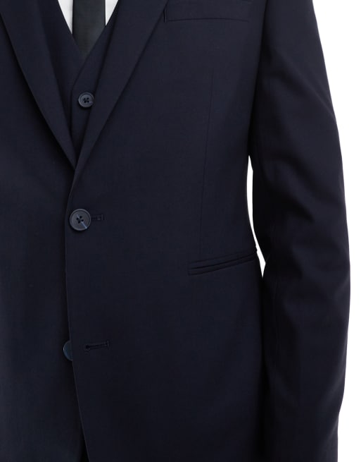 ASOS DESIGN - Mørk marineblå smal habitjakke, 4 af 5