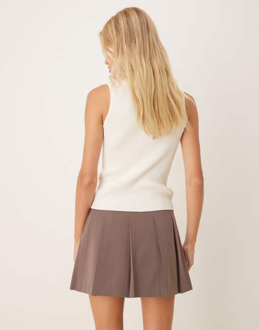 ASOS DESIGN - Mørk og gråbrun samt skræddersyet mininederdel med plisseringer, 5 af 5