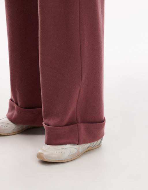 ASOS DESIGN - Mørk rosa superbløde bukser med vide ben og opsmøgne buksekanter, 5 af 5