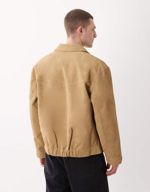 ASOS DESIGN - Mørkebeige Harrington-jakke i imiteret ruskind, 5 af 5