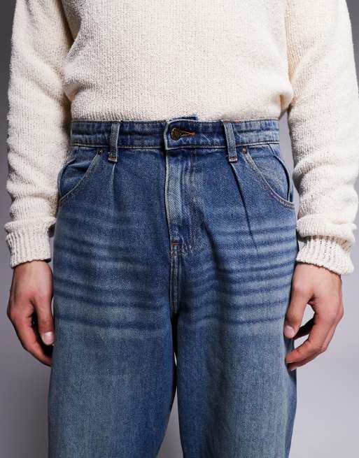 ASOS DESIGN - Mørkeblå ballon-jeans med vintage-farveskær, 5 af 5