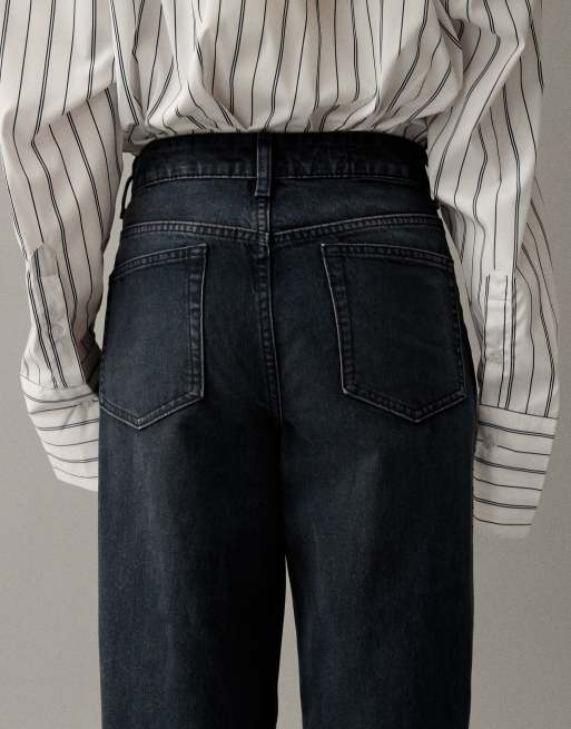 ASOS DESIGN - Mørkeblå dad-jeans med vide ben, 4 af 7