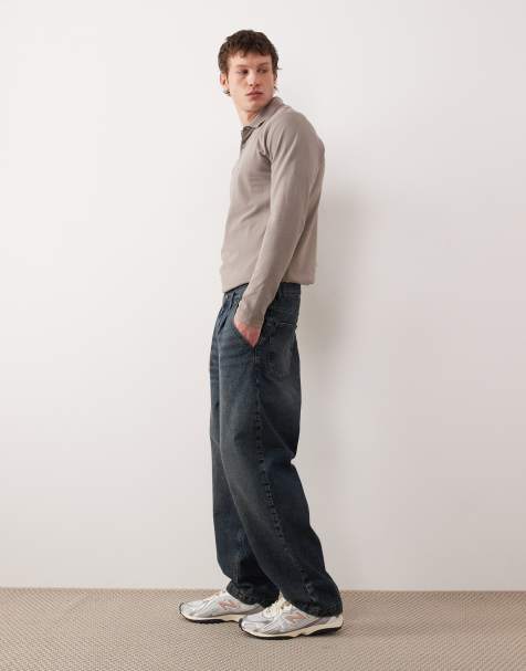 ASOS DESIGN - Mørkeblå forvaskede jeans med afslappet og tapered fit - view 1