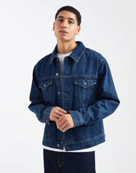 ASOS DESIGN - Mørkeblå forvasket trucker-jakke i denim - view 1