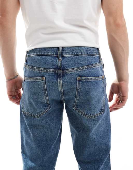 ASOS DESIGN - Mørkeblå jeans i tapered fit med tonet vask , 5 af 5