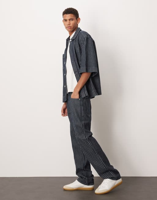 ASOS DESIGN - Mørkeblå jeans med lige ben og striber - Del af sæt, 2 af 5