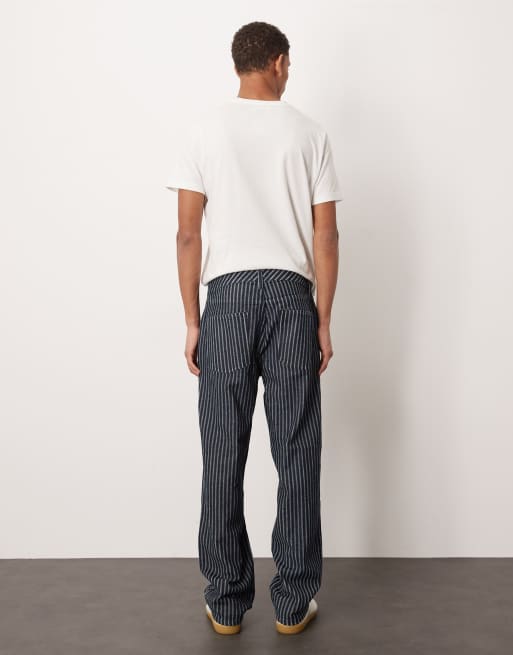 ASOS DESIGN - Mørkeblå jeans med lige ben og striber - Del af sæt, 3 af 5