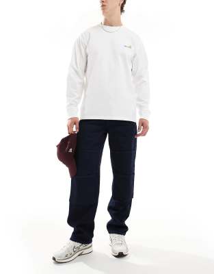 ASOS DESIGN - Mørkeblå og forvaskede tømrer-jeans i baggy fit med forlommedetalje - view 1