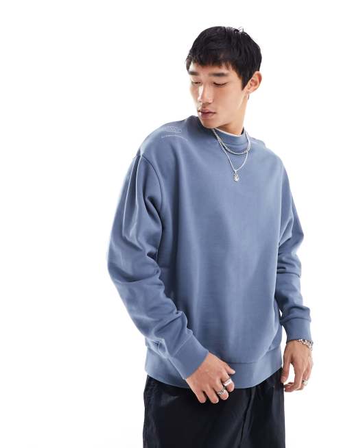 ASOS DESIGN - Mørkeblå og oversized sweatshirt med blomsterprint på bryst og ryg, 2 af 4