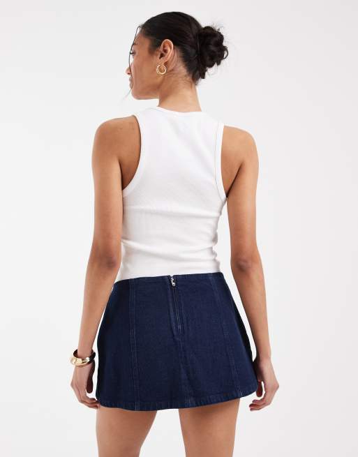 ASOS DESIGN - Mørkeblåt mini-skort i denim , 5 af 5