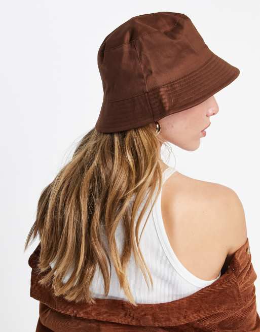 ASOS DESIGN - Mørkebrun bøllehat i kanvas