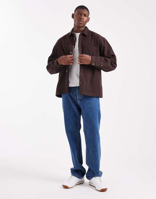 ASOS DESIGN - Mørkebrun oversized flonelskjorte, 2 af 5