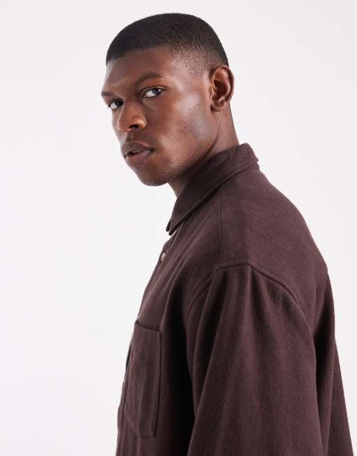 ASOS DESIGN - Mørkebrun oversized flonelskjorte, 4 af 5