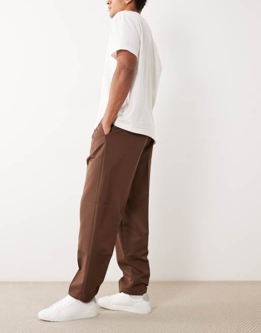 ASOS DESIGN - Mørkebrune elegante oversized tapered bukser med læg, 3 af 5