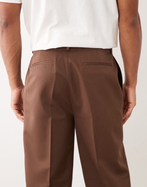 ASOS DESIGN - Mørkebrune elegante oversized tapered bukser med læg, 5 af 5
