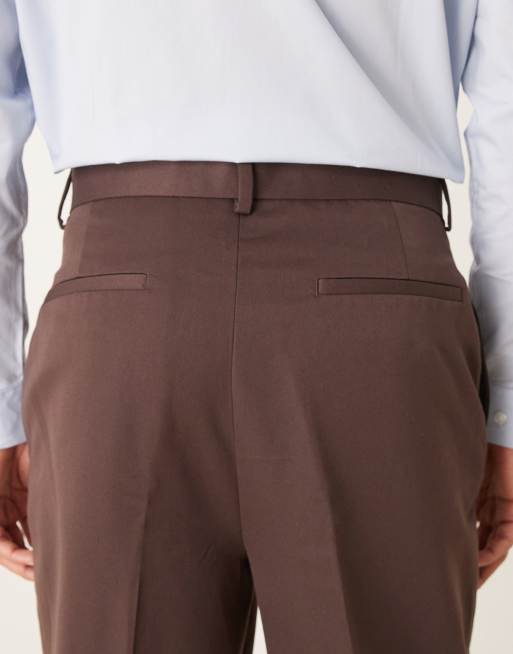 ASOS DESIGN - Mørkebrune elegante tapered bukser med afslappet pasform og pintucks, 4 af 5